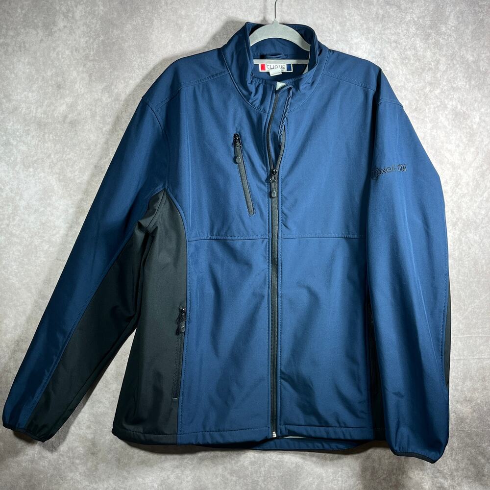 Clique Windbreaker Jacket Mens XL Blue Black Full Zip Outdoor Workwear Lined‎